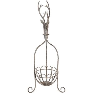 Clayre & Eef 5Y1320 Kosz dekoracyjny z jeleniem Vintage szary 28x28x68 cm