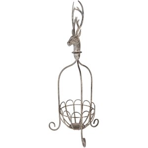 Clayre & Eef 5Y1320 Kosz dekoracyjny z jeleniem Vintage szary 28x28x68 cm