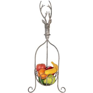 Clayre & Eef 5Y1320 Kosz dekoracyjny z jeleniem Vintage szary 28x28x68 cm
