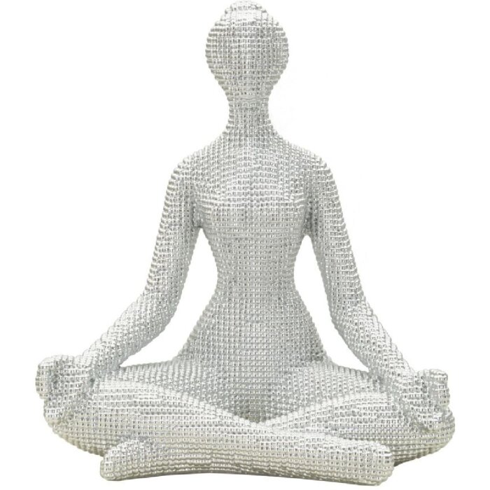 Donnina Yoga Silver Figur Dekoracyjna Polyresin Biała Srebrna 20,5x15,5x23 cm