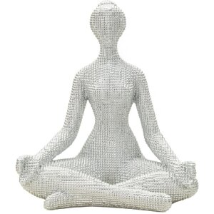 Donnina Yoga Silver Figur Dekoracyjna Polyresin Biała Srebrna 20,5x15,5x23 cm