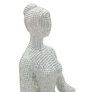 Donnina Yoga Silver Figur Dekoracyjna Polyresin Biała Srebrna 20,5x15,5x23 cm