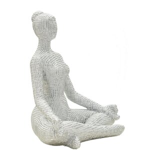 Donnina Yoga Silver Figur Dekoracyjna Polyresin Biała Srebrna 20,5x15,5x23 cm