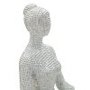 Donnina Yoga Silver Figur Dekoracyjna Polyresin Biała Srebrna 20,5x15,5x23 cm
