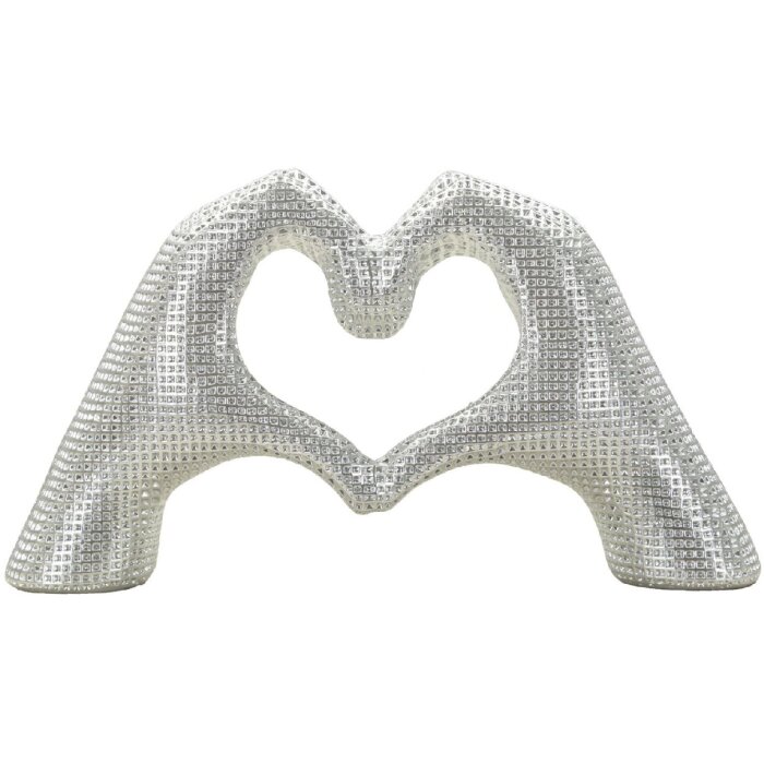 Rzeźba Lover Silver Polyresin srebrna 25x7.5x13.5 cm dłonie kształt serca dekoracyjna