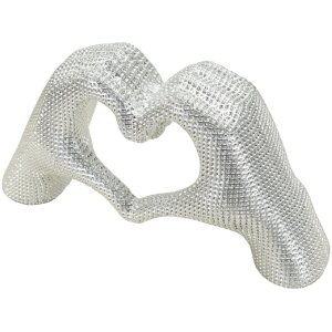 Rzeźba Lover Silver Polyresin srebrna 25x7.5x13.5 cm dłonie kształt serca dekoracyjna