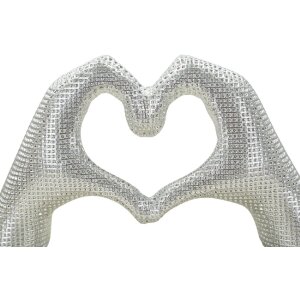 Rzeźba Lover Silver Polyresin srebrna 25x7.5x13.5 cm dłonie kształt serca dekoracyjna