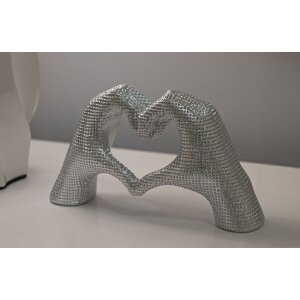 Rzeźba Lover Silver Polyresin srebrna 25x7.5x13.5 cm dłonie kształt serca dekoracyjna