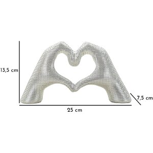 Rzeźba Lover Silver Polyresin srebrna 25x7.5x13.5 cm dłonie kształt serca dekoracyjna