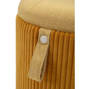Bolzano Zestaw Puf z Schowkiem Musztardowy 2 szt Ø38x38cm Ø32x28cm