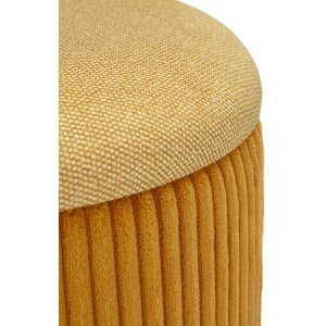 Bolzano Zestaw Puf z Schowkiem Musztardowy 2 szt Ø38x38cm Ø32x28cm