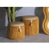 Bolzano Zestaw Puf z Schowkiem Musztardowy 2 szt Ø38x38cm Ø32x28cm