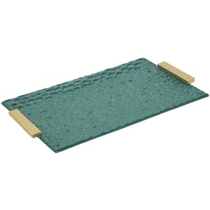 Taca Grent 34x19,5x3 cm zielona złota dekoracyjna...