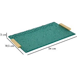 Taca Grent 34x19,5x3 cm zielona złota dekoracyjna nienadająca się do żywności