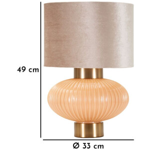 Perly Lampa Stołowa 33x49 cm Szkło Żelazo Perłowa Złota