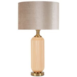 Perly Lampa Stołowa Szklana Podstawa Żebrowana Abażur...