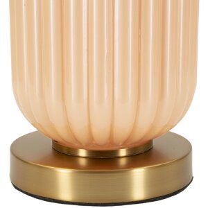 Perly Lampa Stołowa Szklana Podstawa Żebrowana Abażur Perłowy Złota