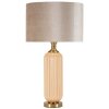 Perly Lampa Stołowa Szklana Podstawa Żebrowana Abażur Perłowy Złota