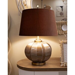 Lampa stołowa Praga szkło żelazo brązowo-złota 40,5x57cm E27