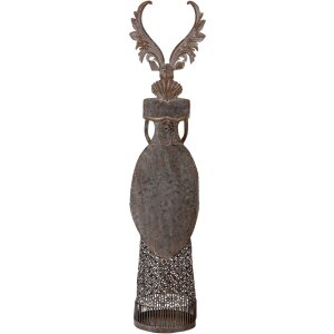 Clayre & Eef Renifer Metalowy Brązowo-Szary z Sercem 81 cm