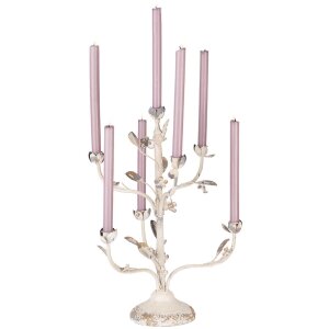 Clayre & Eef Świecznik Shabby Chic Beżowo-Szary Ø39x51 cm