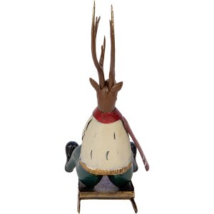 Clayre & Eef Ozdoba Dekoracyjna Jeleń na Sankach 27x10x31 cm