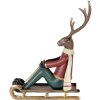 Clayre & Eef Ozdoba Dekoracyjna Jeleń na Sankach 27x10x31 cm
