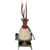 Clayre & Eef Figurka Jelenia na Saniach 30x12x32 cm brązowo beżowa