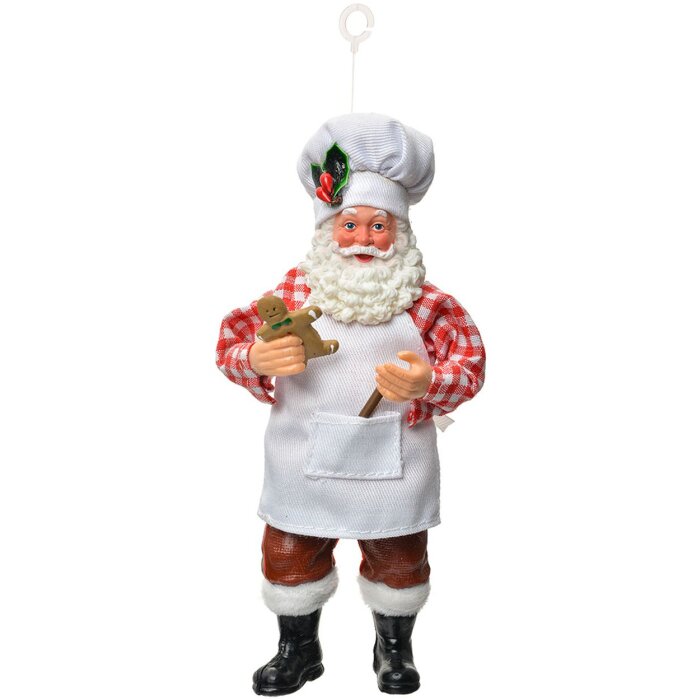 Clayre & Eef Święty Mikołaj Piekarz – Zawieszka Dekoracyjna 9x6x17 cm