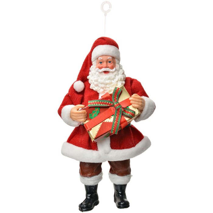 Clayre & Eef Zawieszka Świąteczna Święty Mikołaj z Prezentem 17cm