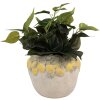 Clayre & Eef Doniczka z Dekoracją Cytrynowym Beżowo-Żółta 22x19 cm