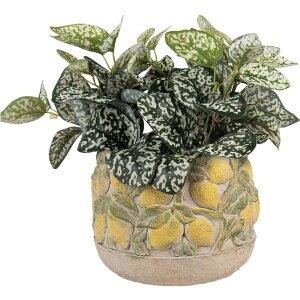 Clayre & Eef Doniczka z Motywem Cytryn Ø19x15 cm Kamienna