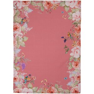 Clayre & Eef Ścierka kuchenna 50x70 cm – Floralny wzór w różu
