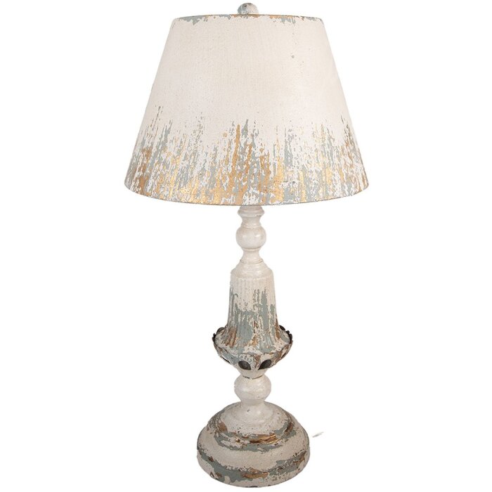 Clayre & Eef Lampa Stołowa Vintage 36x70cm Beżowo-Szaro-Złota