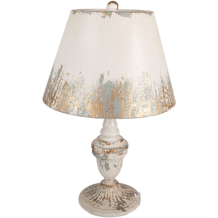 Clayre & Eef Lampa Stołowa Ø36x55cm Beżowo-Szara Vintage