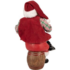 Clayre & Eef Święty Mikołaj z dzbankiem piwnym – rustykalna figurka dekoracyjna 24 cm