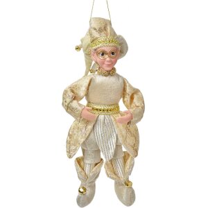 Clayre & Eef Ozdoba Zawieszka Elf Beżowo-Złota 28 cm