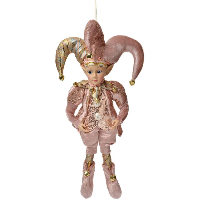 Clayre & Eef Dekoracja Wisząca Elf Różowo-Złota 20x8x37 cm