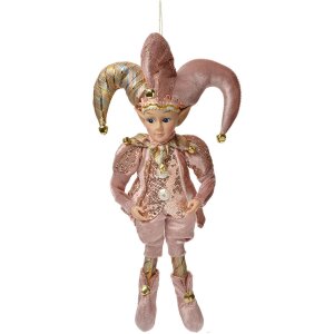 Clayre & Eef Dekoracja Wisząca Elf Różowo-Złota 20x8x37 cm