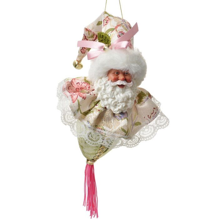 Clayre & Eef Zawieszka Świąteczna "Santa" Zielono-Beżowa 8x8x35 cm