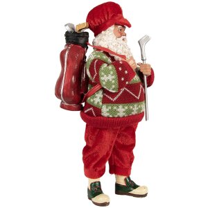 Clayre & Eef Figurka Świętego Mikołaja Golf 15x10x28 cm