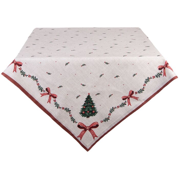 Clayre & Eef TCH01 Obrus 100x100 cm Beżowo-Zielono-Czerwony