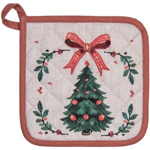 Clayre & Eef Przechwyt do Garnków 20x20 cm Beżowo-Zielono-Czerwony