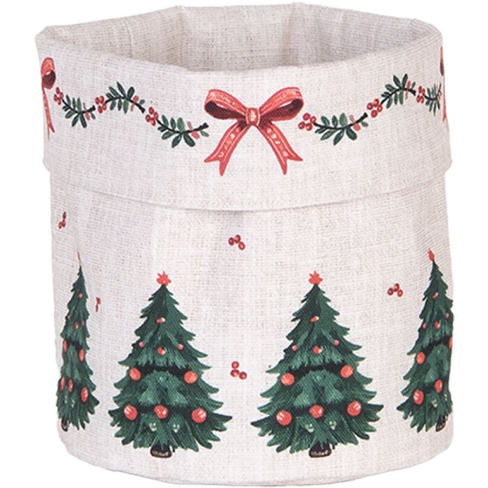 Clayre & Eef Kosz na Pieczywo Beżowo-Zielono-Czerwony 15x16 cm