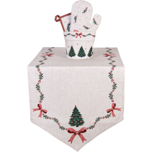 Clayre & Eef Kosz na Pieczywo Beżowo-Zielono-Czerwony 15x16 cm
