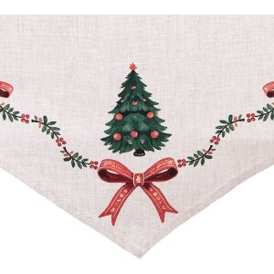 Clayre & Eef obrus na stół 50x160 cm beżowo-zielono-czerwony