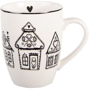 Clayre & Eef Kubek 350 ml Beżowo-Czarny