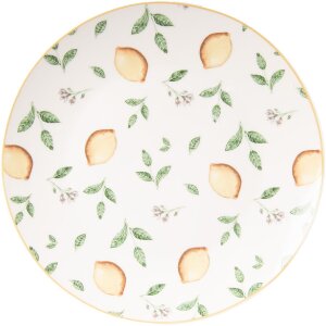 Clayre & Eef LELDP Mały Talerz Biało-Żółty 20 cm