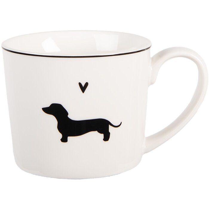 Clayre & Eef Kubek Porcelanowy 275 ml Biało-Czarny