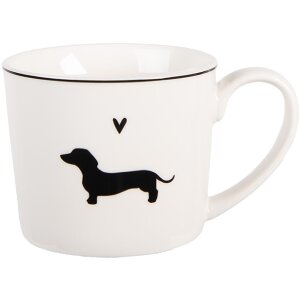 Clayre & Eef Kubek Porcelanowy 275 ml Biało-Czarny